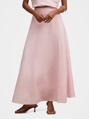 Forever New Pink Georgina Petite Godet Contains Linen Skirt - Image 1 of 5