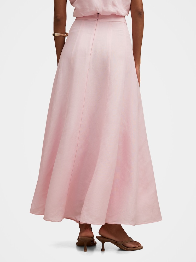 Forever New Pink Georgina Petite Godet Contains Linen Skirt - Image 2 of 5