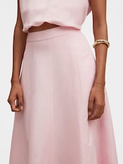 Forever New Pink Georgina Petite Godet Contains Linen Skirt - Image 3 of 5
