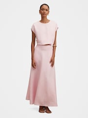 Forever New Pink Georgina Petite Godet Contains Linen Skirt - Image 5 of 5