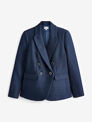 Pure Collection Blue Textured Cotton Blazer - Image 4 of 4