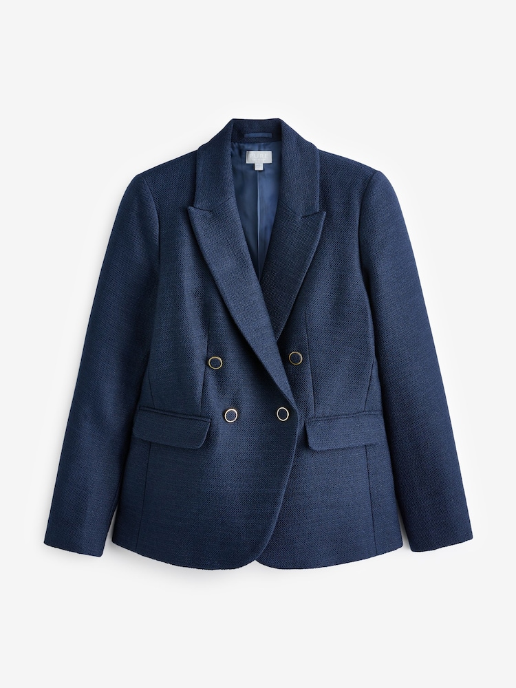 Pure Collection Blue Textured Cotton Blazer - Image 4 of 4