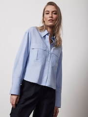 Mint Velvet Blue Cropped Utility Shirt - Image 1 of 3