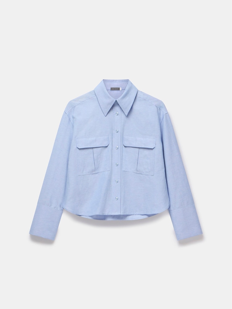 Mint Velvet Blue Cropped Utility Shirt - Image 2 of 3