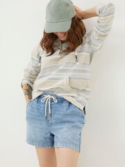 FatFace Ashby Light Blue Pull-On Denim Shorts - Image 3 of 4