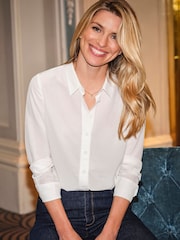 Pure Collection Cream New Washed Silk Shirt - Image 1 of 4