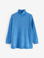 Jolie Moi Blue Loose Fit High Neck Jumper - Image 7 of 7