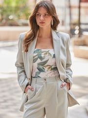Sosandar Cream Square Neck Mesh Top - Image 5 of 6
