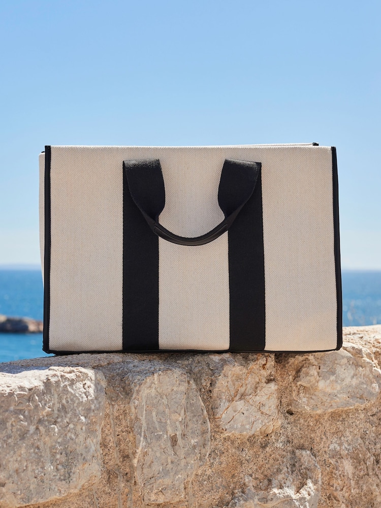 Sosandar Gestreifte Sport-Tote-Tasche aus Canvas - Bild 2 von 3