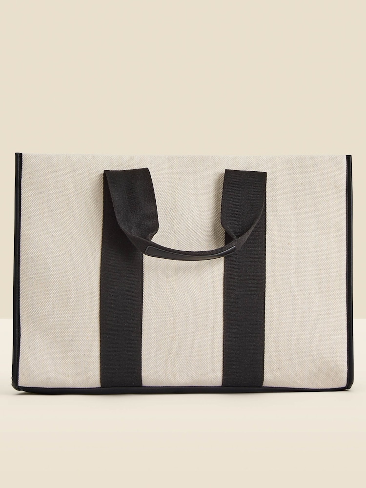 Sosandar Gestreifte Sport-Tote-Tasche aus Canvas - Bild 3 von 3