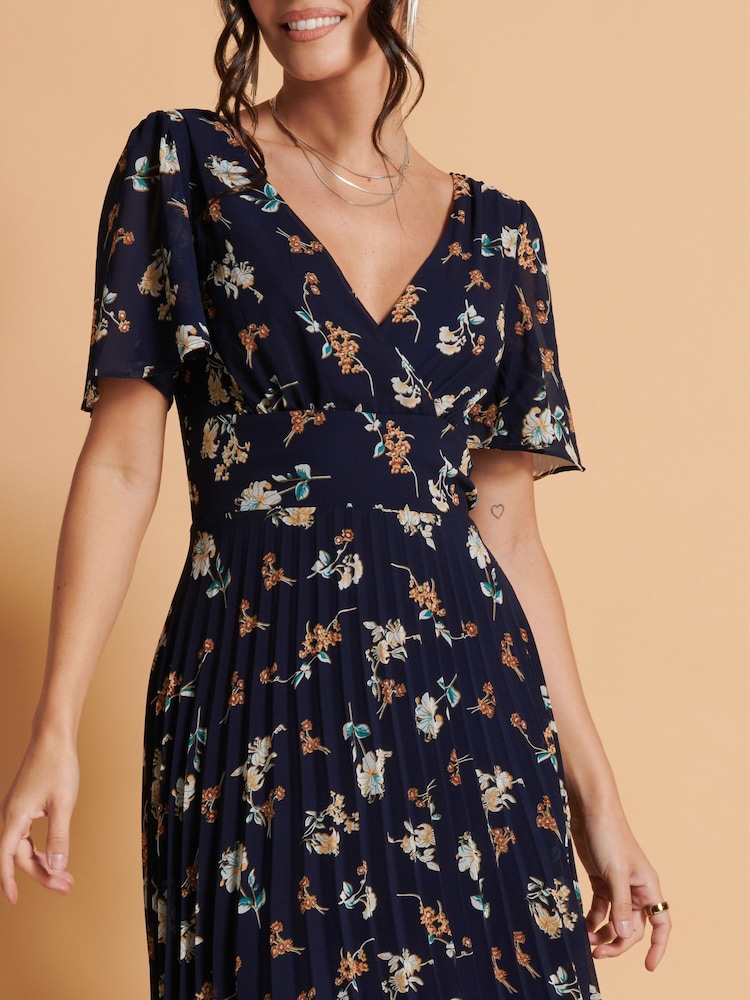 Negro multicolor floral - Vestido largo de gasa plisado con bajo asimétrico de Jolie Moi - Imagen 6 de 6 Negro multicolor floral - Vestido largo de gasa plisado con bajo asimétrico de Jolie Moi - Imagen 6 de 6