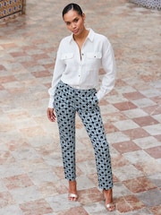 Sosandar Blue Geo Printed Tapered Trousers - Image 1 of 4