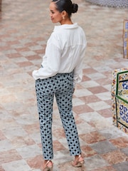 Sosandar Blue Geo Printed Tapered Trousers - Image 3 of 4