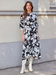 Sosandar Black Crezia Split Sleeve Midi Dress - Image 1 of 6