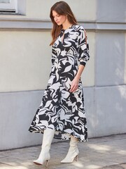 Sosandar Black Crezia Split Sleeve Midi Dress - Image 4 of 6