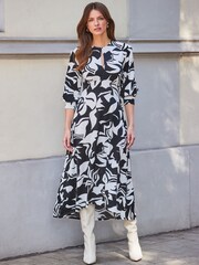 Sosandar Black Crezia Split Sleeve Midi Dress - Image 5 of 6