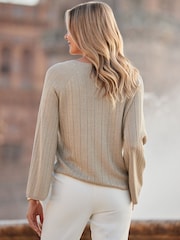 Sosandar Metallic Pointelle Fluted Cuff Jumper - Imagem 3 de 5