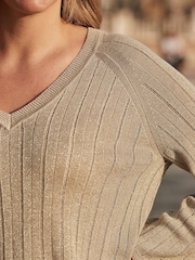 Sosandar Metallic Pointelle Fluted Cuff Jumper - Imagem 4 de 5