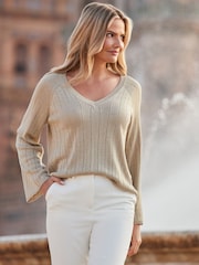 Sosandar Metallic Pointelle Fluted Cuff Jumper - Imagem 5 de 5