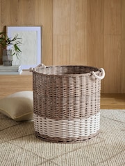 Natural Extra Large Wicker and Rope Malvern Storage Basket - Image 2 of 5