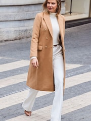 Sosandar Natural Double Breasted Longline Formal Coat - Image 3 of 6