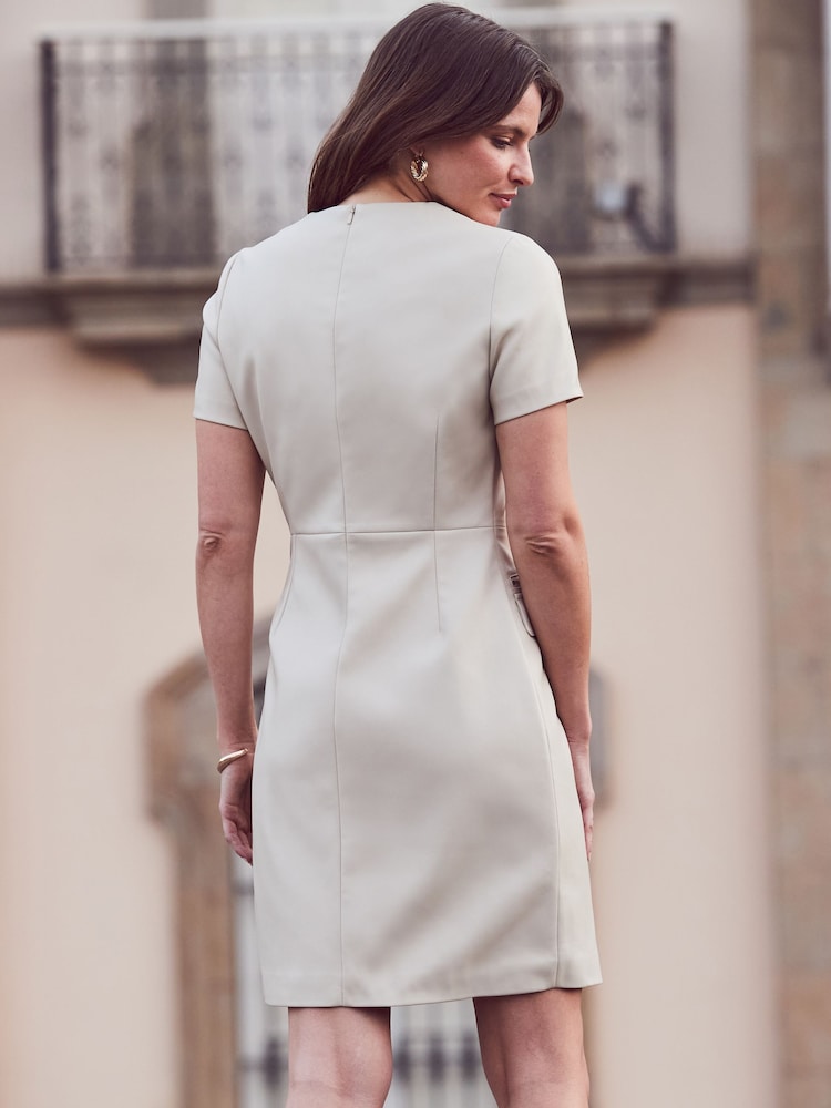 Sosandar Cream Pocket Detail Shift Dress - Image 5 of 6