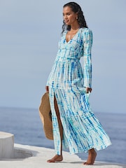 Sosandar Blue Holiday Top Co-Ord Blouse - Image 1 of 5