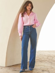Sosandar Pink Balloon Sleeve Cotton Shirt - Image 3 of 6