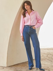 Sosandar Pink Balloon Sleeve Cotton Shirt - Image 5 of 6