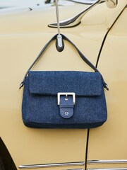 Sosandar Blue Buckle Detail Denim Shoulder Bag - Image 1 of 4