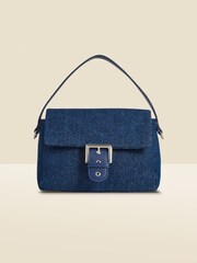 Sosandar Blue Buckle Detail Denim Shoulder Bag - Image 2 of 4