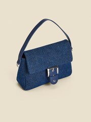 Sosandar Blue Buckle Detail Denim Shoulder Bag - Image 3 of 4