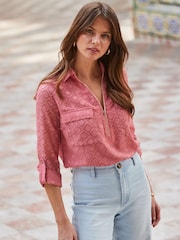 Sosandar Pink Utility Zip Front Tunic Top - Image 5 of 5