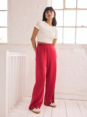 Red Soft Jersey Popper Side Trousers - Image 1 of 6