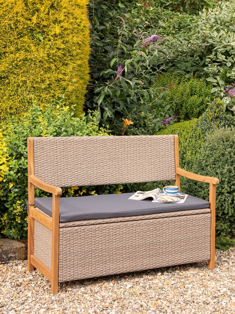 Rowlinson Brown Alderly Rattan Garden Storage Bench - Image 1 of 6