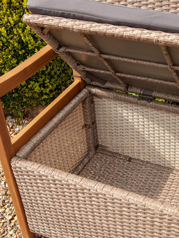 Rowlinson Brown Alderly Rattan Garden Storage Bench - Image 2 of 6