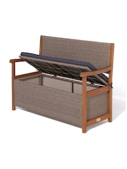 Rowlinson Brown Alderly Rattan Garden Storage Bench - Image 6 of 6
