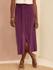 Love & Roses Red Premium Jersey Sarong Midi Skirt - Image 1 of 4