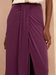 Love & Roses Red Premium Jersey Sarong Midi Skirt - Image 2 of 4