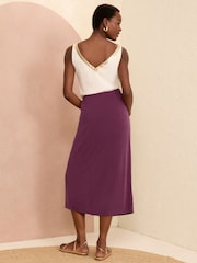 Love & Roses Red Premium Jersey Sarong Midi Skirt - Image 4 of 4