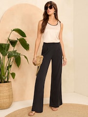 Love & Roses Premium Jersey Metalic Side Evazat Pantaloni - Imaginea 4 din 4