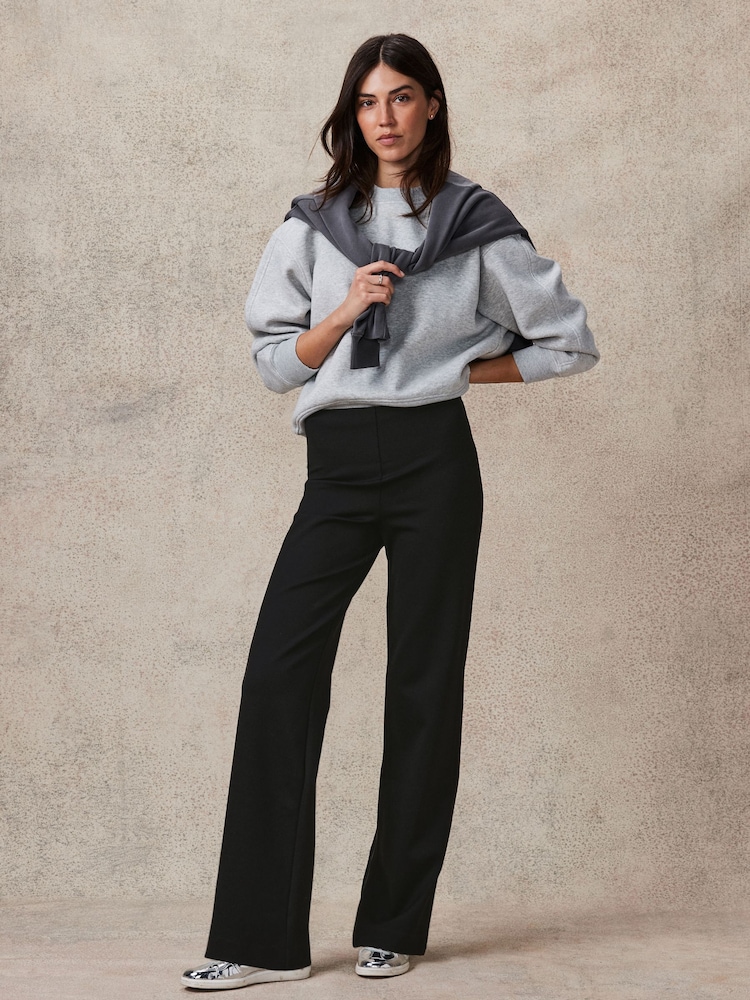 Black Smoothing Ponte Jersey Wide Leg Trousers - Image 1 of 7