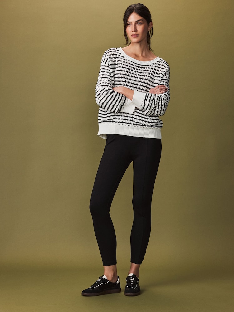 Black Ponte Waistband Detail Leggings - Image 1 of 7