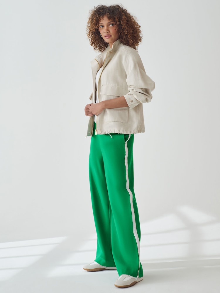 Green Ponte Side Stripe Track Pant Trousers - Image 1 of 7 Green Ponte Side Stripe Track Pant Trousers - Image 1 of 7