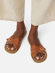 Salt-Water Sandals Brown Leather Slides Sandals - Image 2 of 4