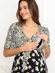 Seraphine Tie Front Maternity-To-Nursing Black Dress - Image 3 of 10