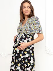 Seraphine Tie Front Maternity-To-Nursing Black Dress - Image 5 of 10