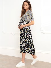 Seraphine Tie Front Maternity-To-Nursing Black Dress - Image 6 of 10