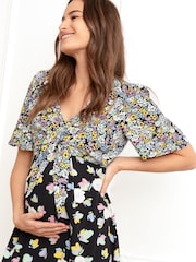 Seraphine Tie Front Maternity-To-Nursing Black Dress - Image 7 of 10