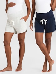 Seraphine Blue Essential Jersey High Waist Maternity Shorts 2 Pack - Image 1 of 13